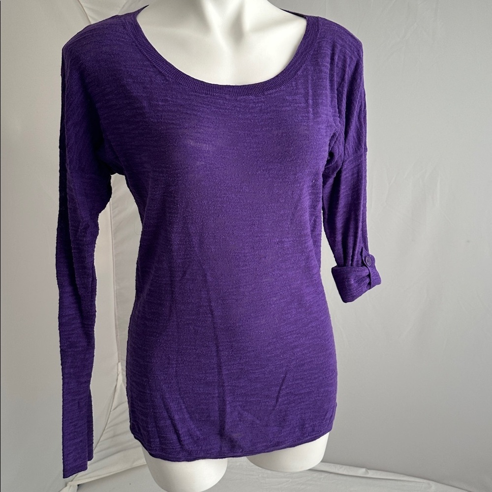 Express purple scoop neck drop shoulder dolman sleeve burnout sweater